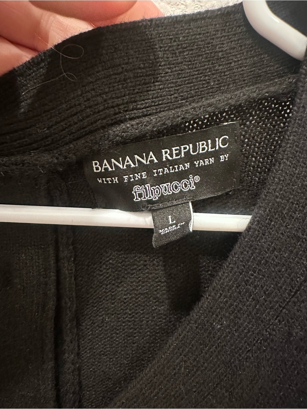 Banana Republic Black V-Neck Sweater Italian Yarn Filpucci Button Back Large - Picture 2 of 4